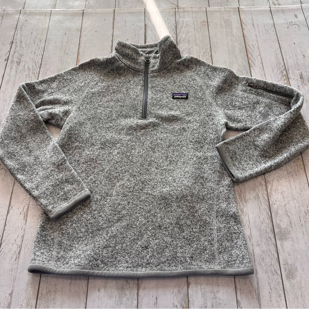 Patagonia Girls' Better Sweater 1/4-Zip SzL 12 "Birch White"